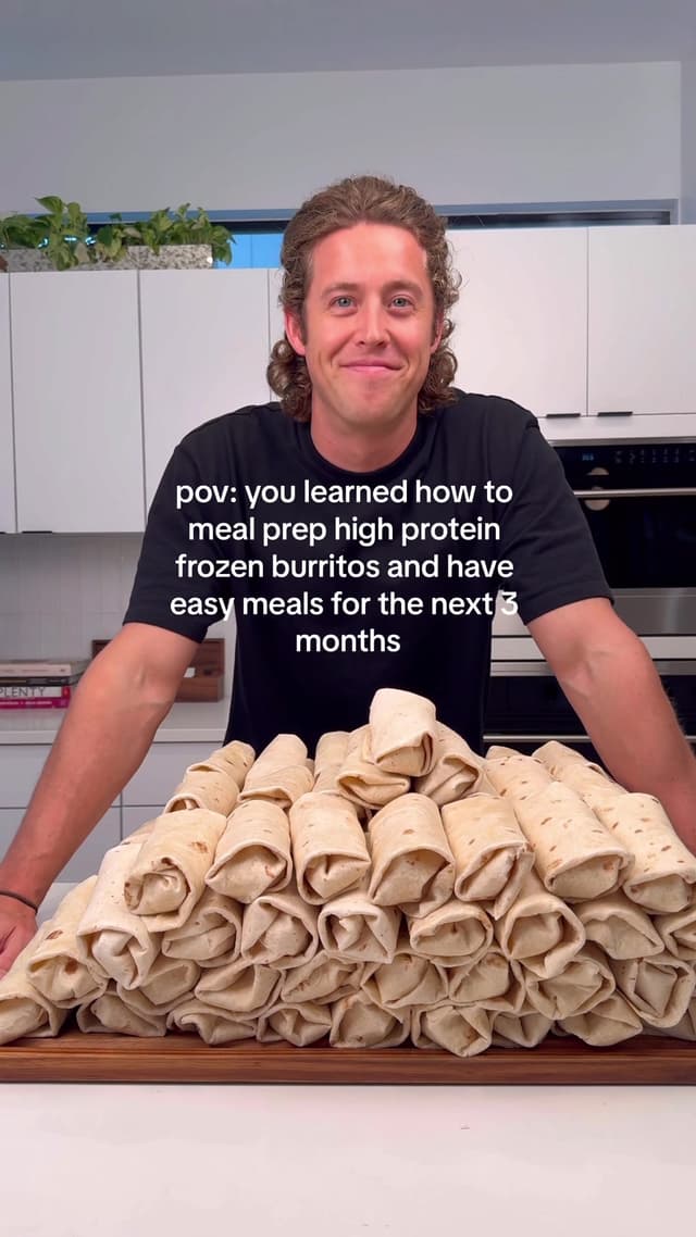 High Protein Frozen Burritos are the Ultimate Meal Prep Meal prepping and freezing high protein burritos changed the game for me - and was actually the first “meal prep” content I ever made I had honestly never meal prepped until I realized just how convenient having easy, high protein meals stocked in my freezer was. It made my life SO MUCH easier on days I didn’t feel like cooking Since I started posting frozen burrito recipes, I’ve received thousands of DMs showing your freezers stocked with 